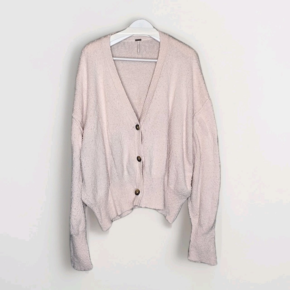 Free People Found My Friend Cardigan Pale Pink Size XL Sweater Romantic Feminine